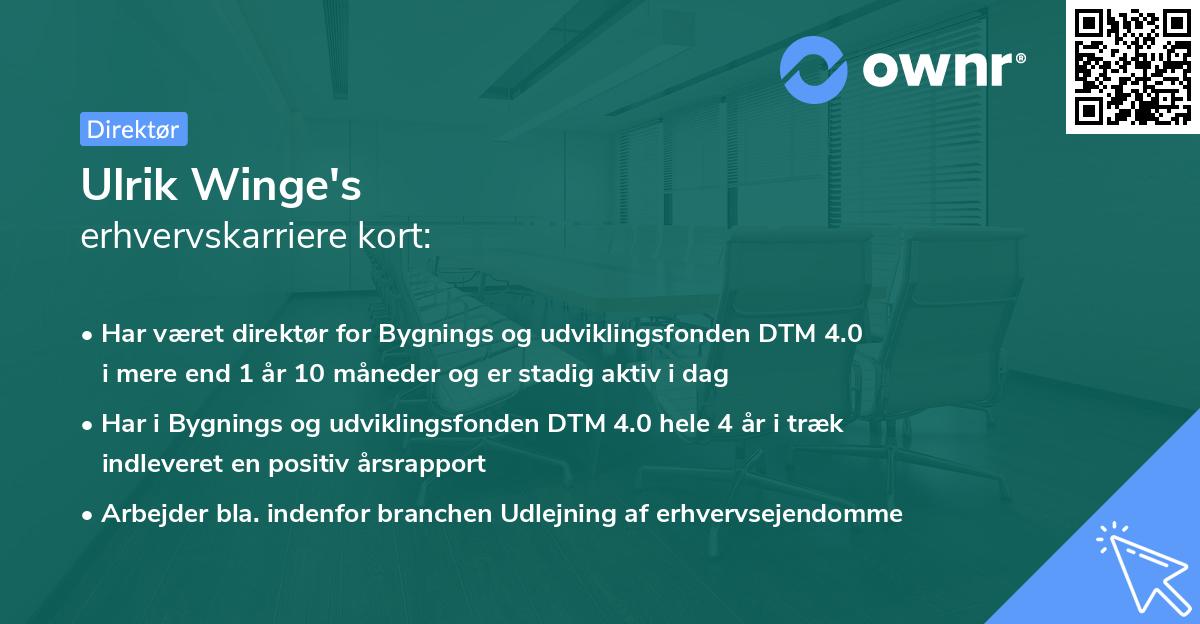 Ulrik Winge's erhvervskarriere kort