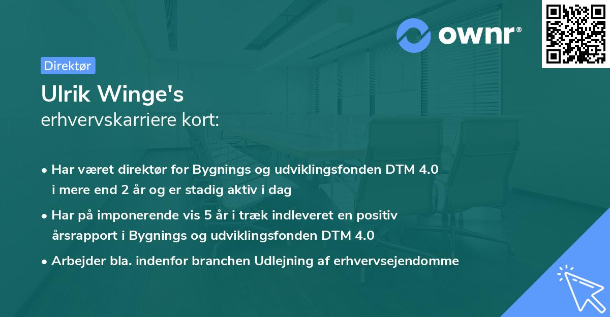 Ulrik Winge's erhvervskarriere kort