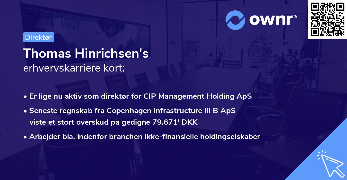 Thomas Hinrichsen's erhvervskarriere kort