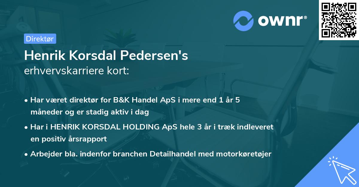 Henrik Korsdal Pedersen's erhvervskarriere kort