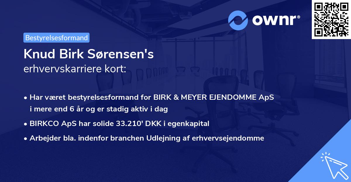Knud Birk Sørensen's erhvervskarriere kort