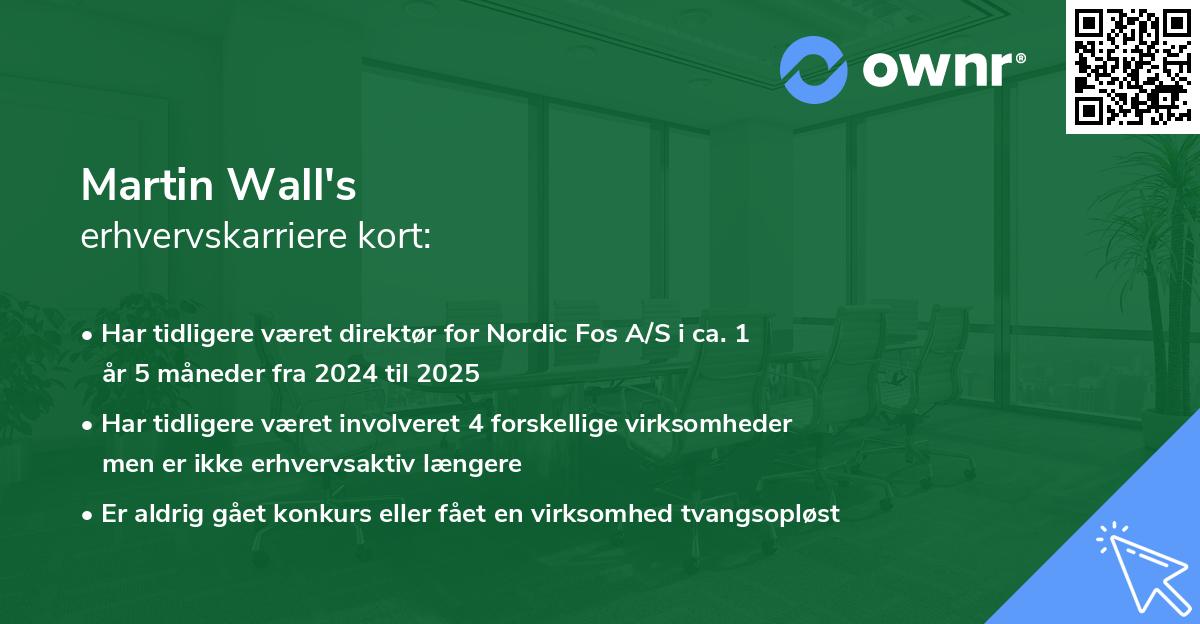 Martin Wall's erhvervskarriere kort