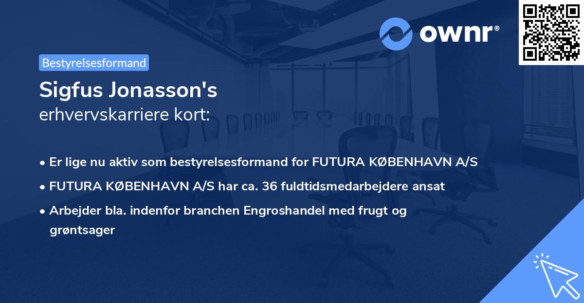 Sigfus Jonasson's erhvervskarriere kort