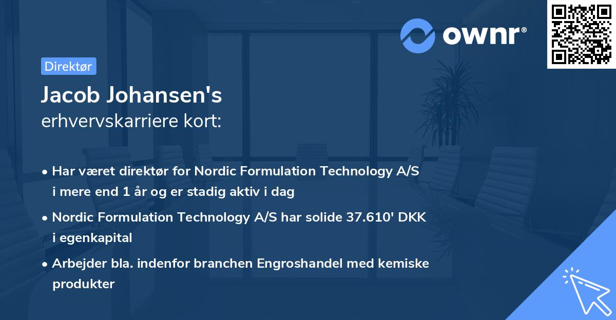 Jacob Johansen's erhvervskarriere kort