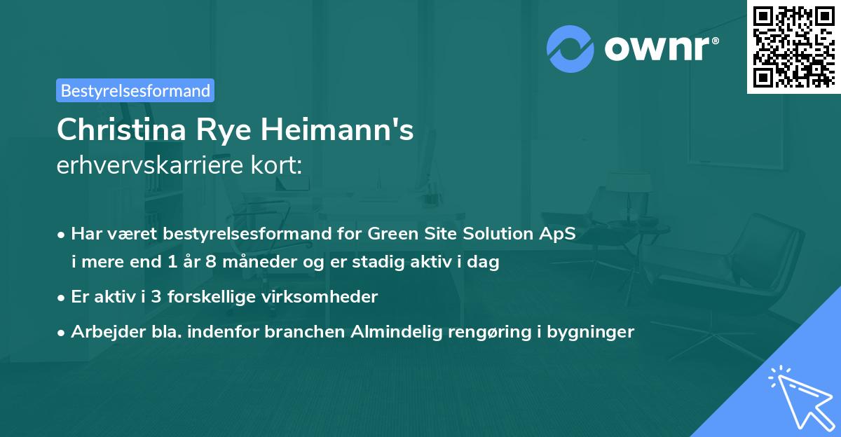 Christina Rye Heimann's erhvervskarriere kort