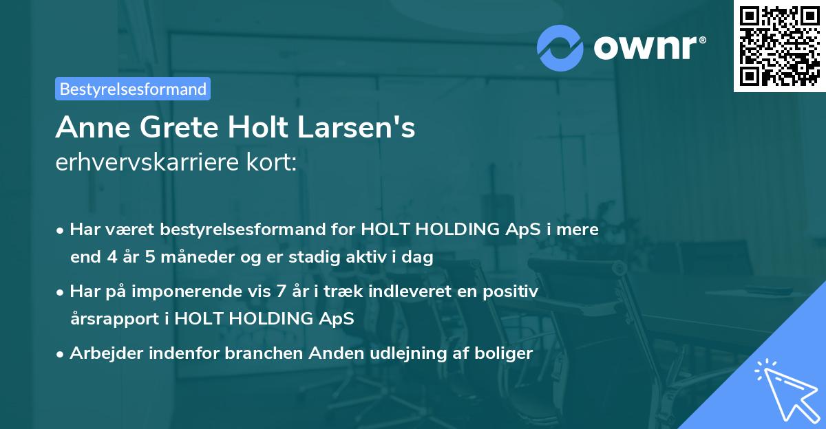 Anne Grete Holt Larsen's erhvervskarriere kort