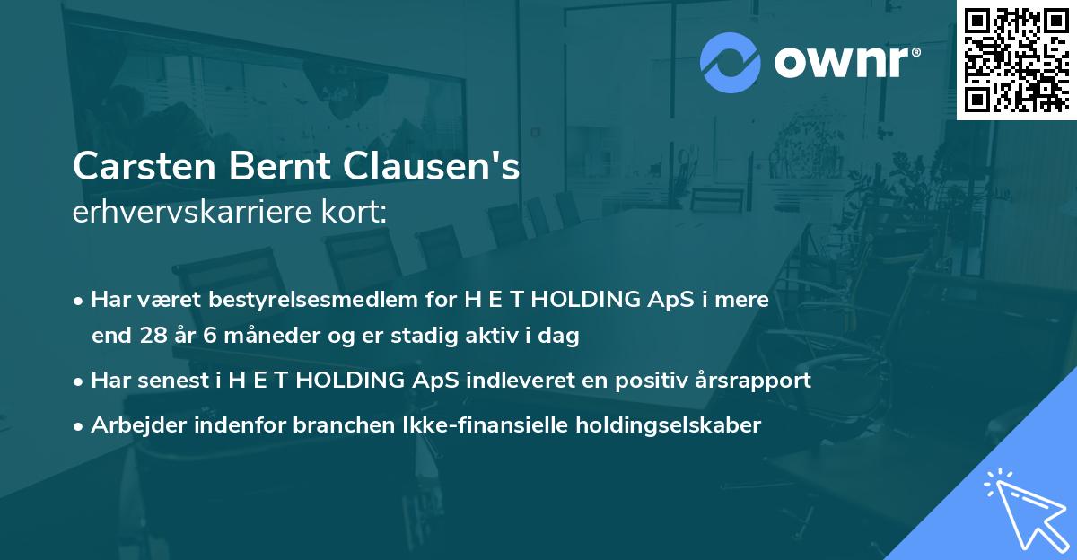 Carsten Bernt Clausen's erhvervskarriere kort
