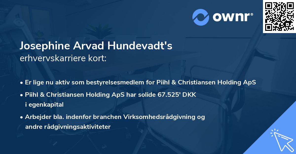 Josephine Arvad Hundevadt's erhvervskarriere kort