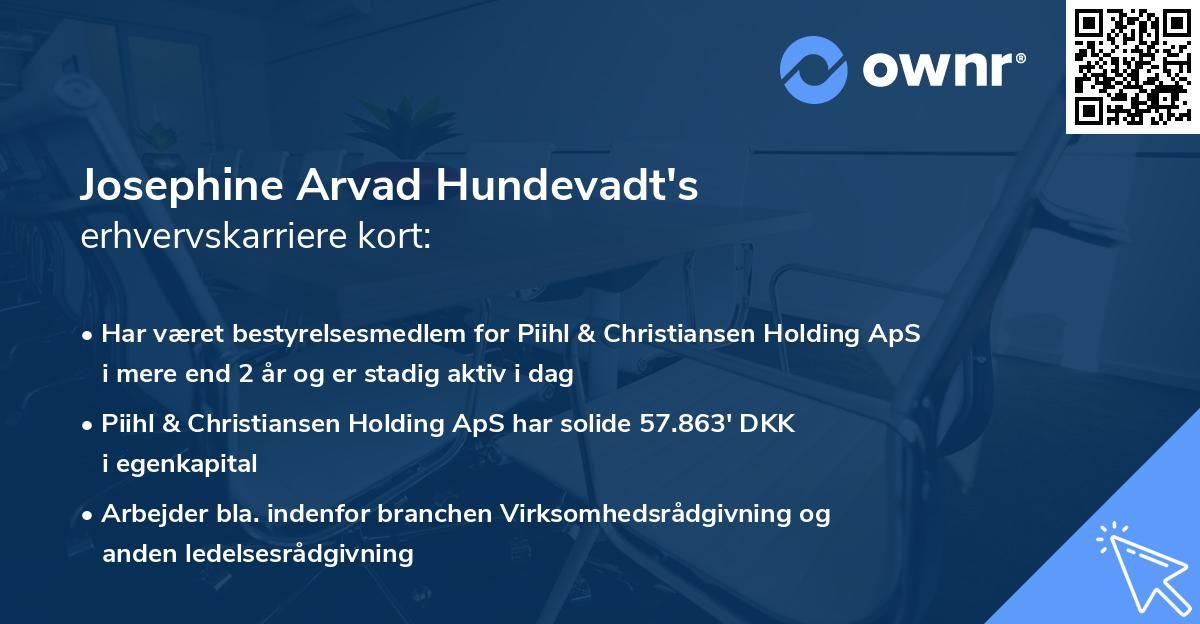 Josephine Arvad Hundevadt's erhvervskarriere kort