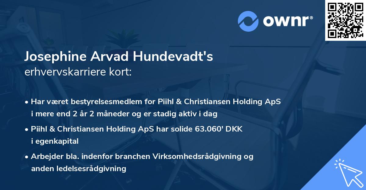 Josephine Arvad Hundevadt's erhvervskarriere kort