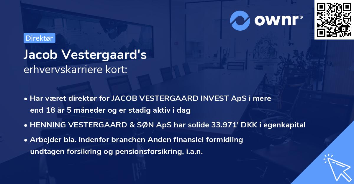 Jacob Vestergaard's erhvervskarriere kort