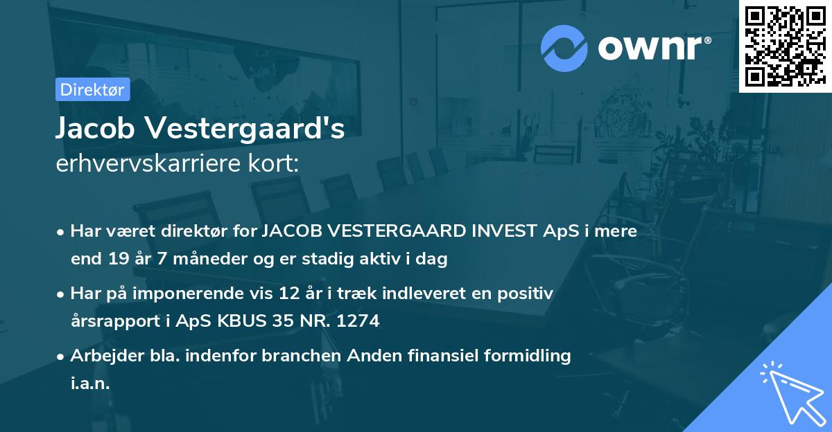 Jacob Vestergaard's erhvervskarriere kort