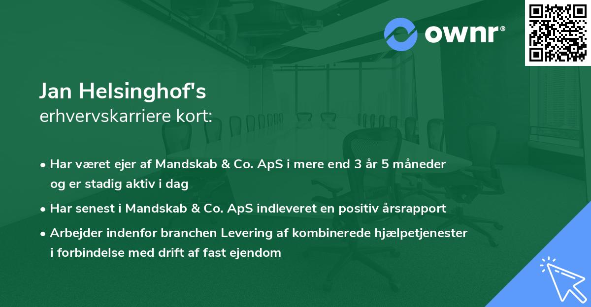 Jan Helsinghof's erhvervskarriere kort