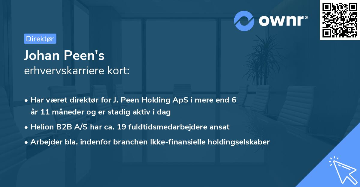 Johan Peen's erhvervskarriere kort