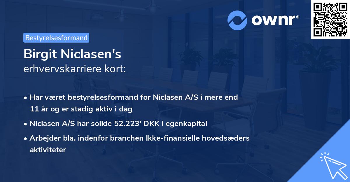 Birgit Niclasen's erhvervskarriere kort