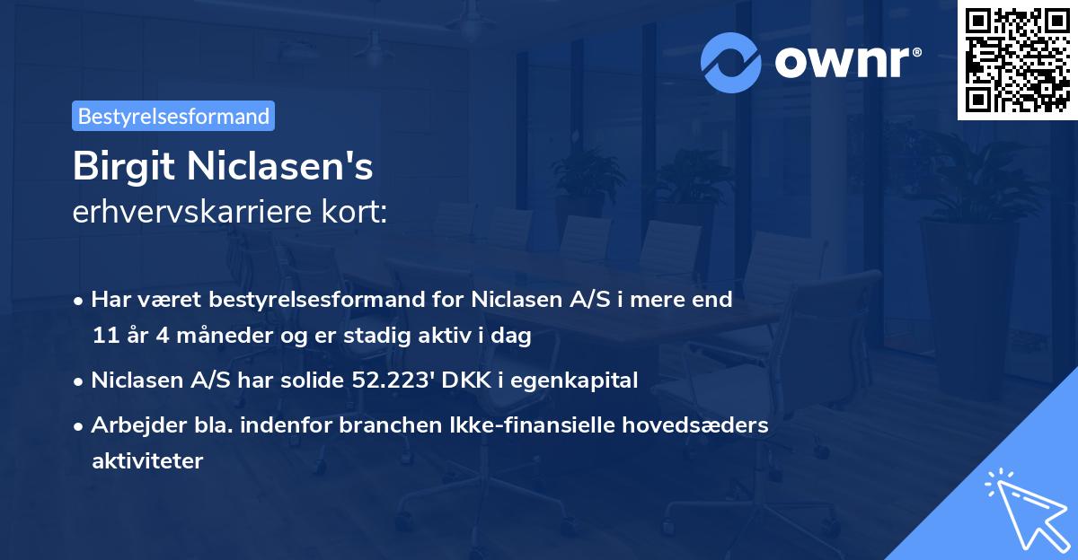 Birgit Niclasen's erhvervskarriere kort