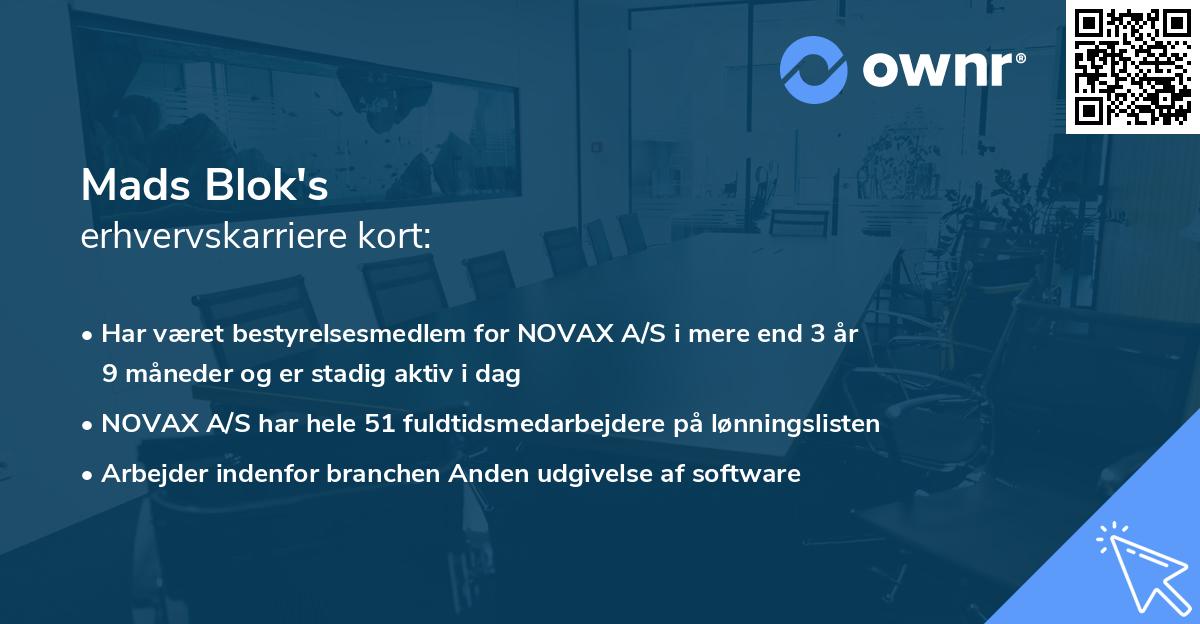 Mads Blok's erhvervskarriere kort