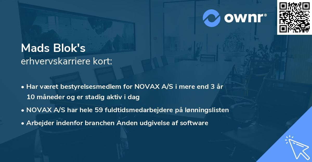Mads Blok's erhvervskarriere kort