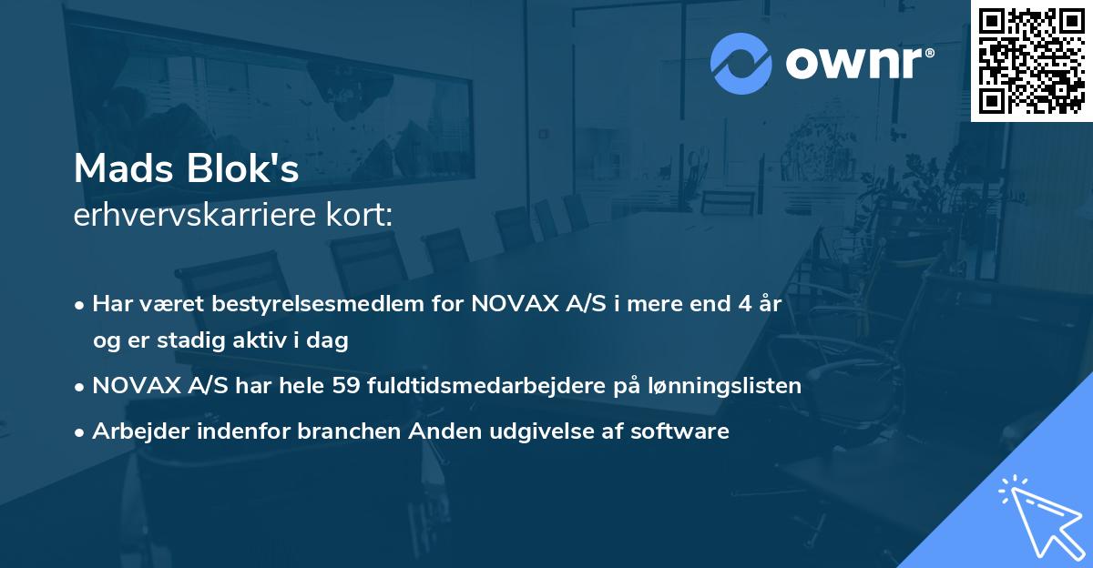 Mads Blok's erhvervskarriere kort