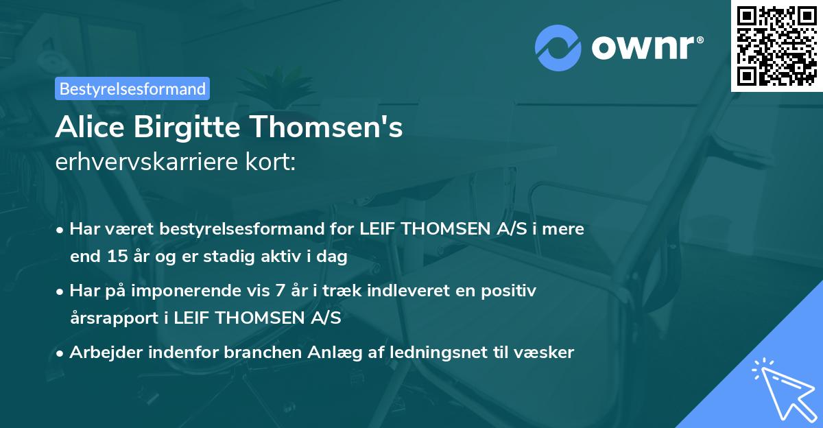 Alice Birgitte Thomsen's erhvervskarriere kort