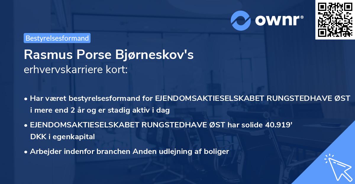 Rasmus Porse Bjørneskov's erhvervskarriere kort