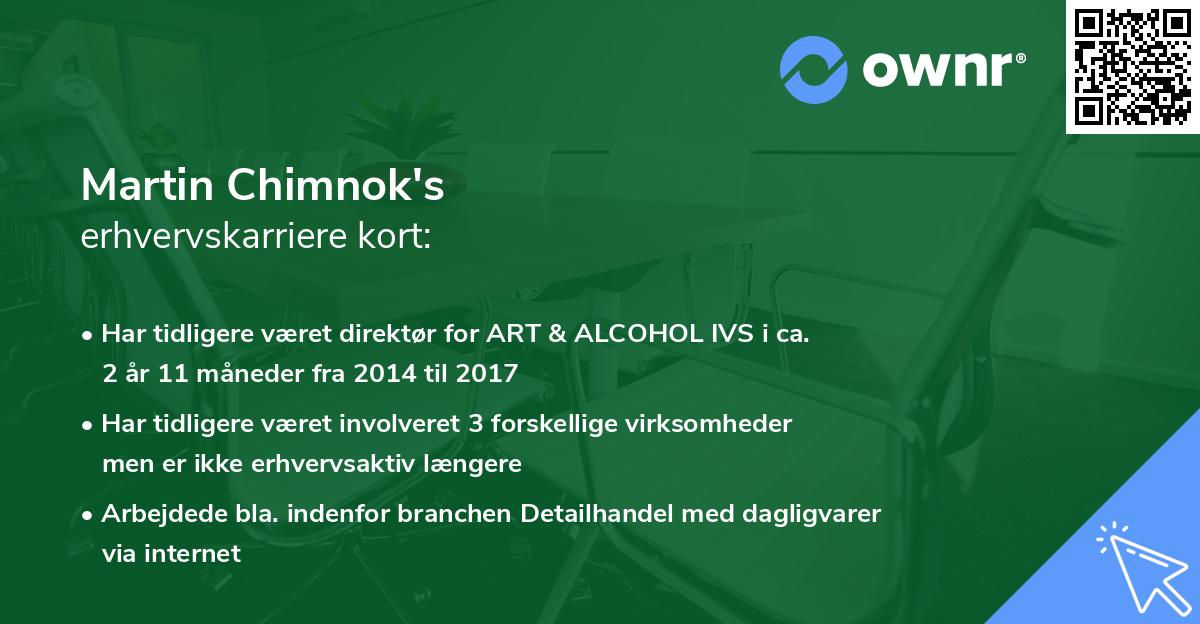 Martin Chimnok's erhvervskarriere kort