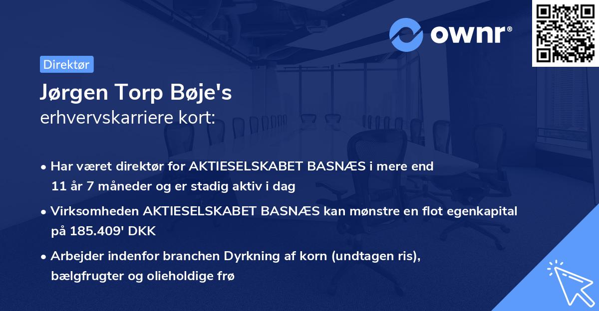Jørgen Torp Bøje's erhvervskarriere kort