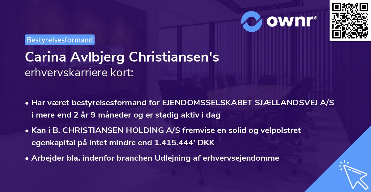 Carina Avlbjerg Christiansen's erhvervskarriere kort