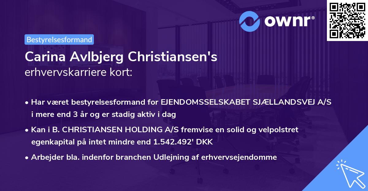 Carina Avlbjerg Christiansen's erhvervskarriere kort