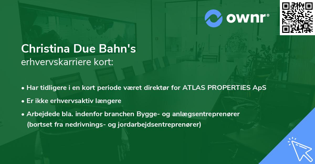 Christina Due Bahn's erhvervskarriere kort