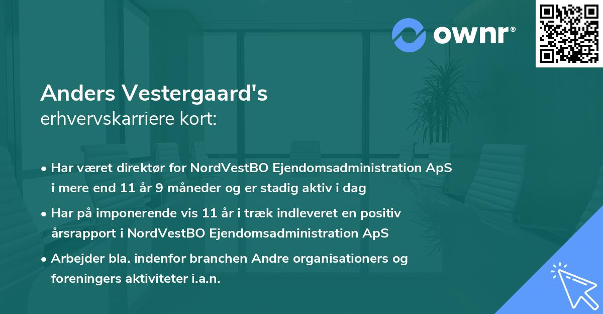 Anders Vestergaard's erhvervskarriere kort