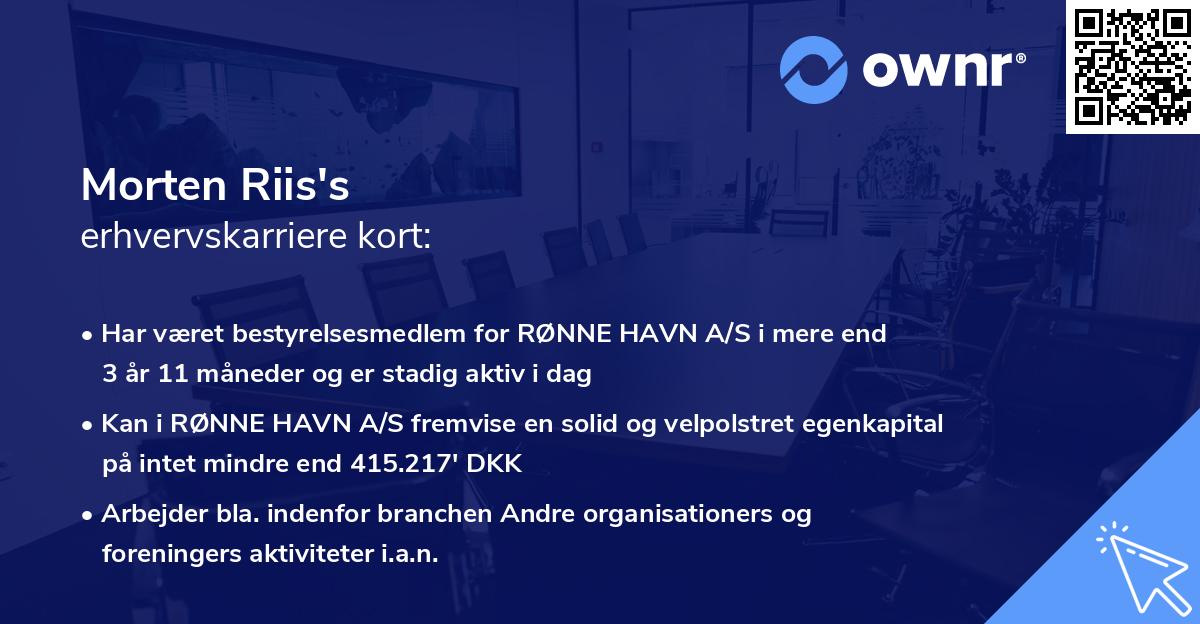 Morten Riis's erhvervskarriere kort