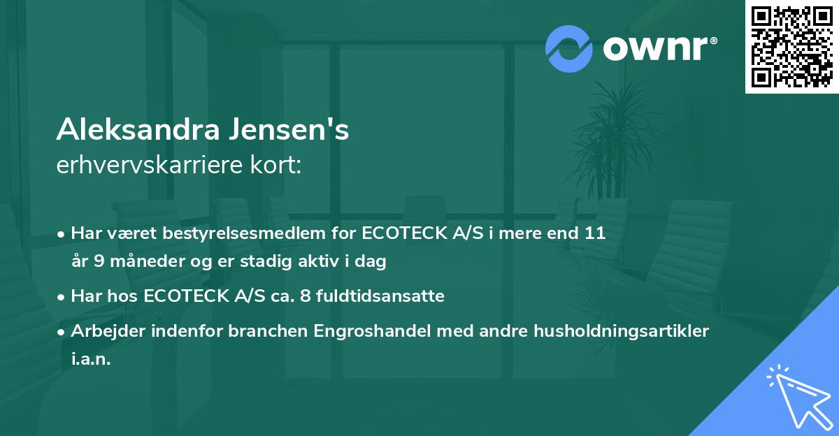 Aleksandra Jensen's erhvervskarriere kort
