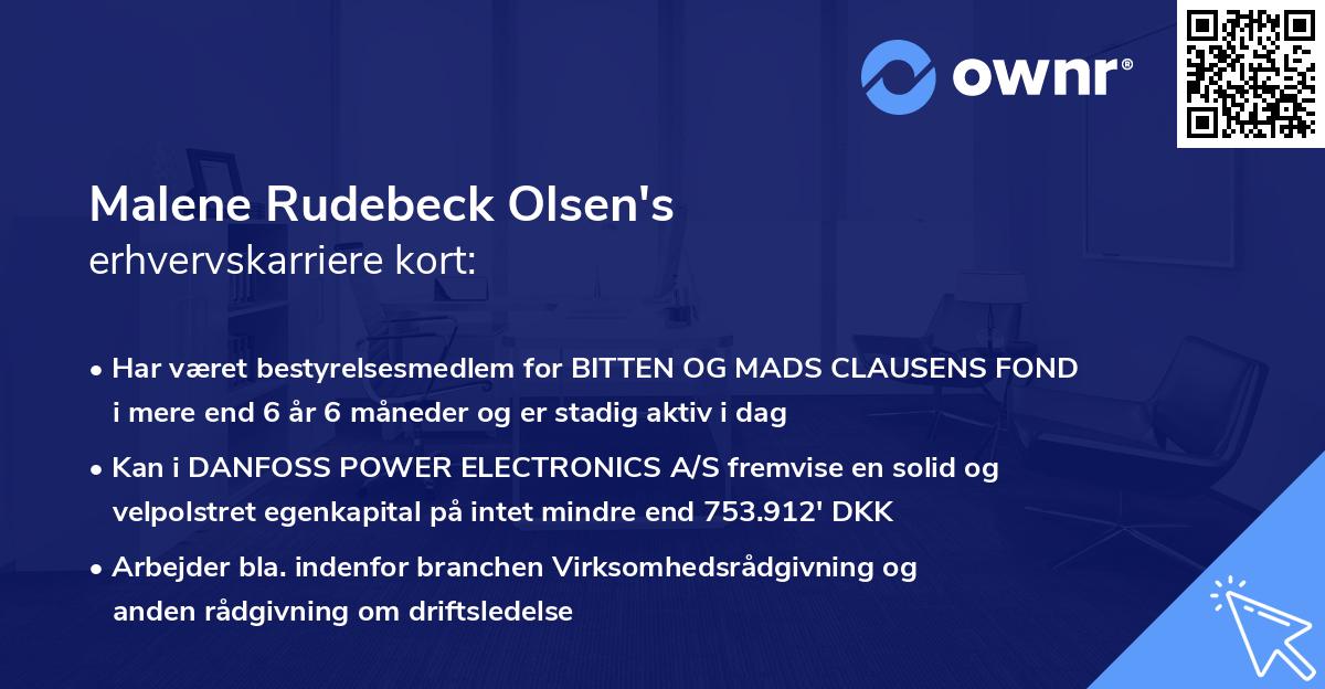 Malene Rudebeck Olsen's erhvervskarriere kort