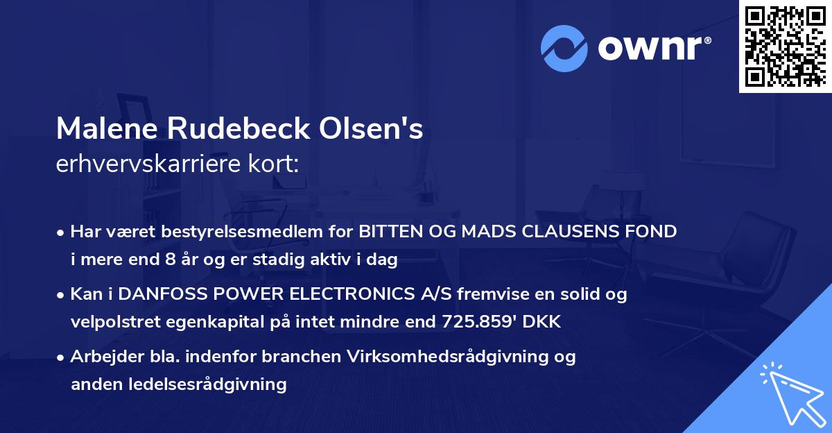 Malene Rudebeck Olsen's erhvervskarriere kort