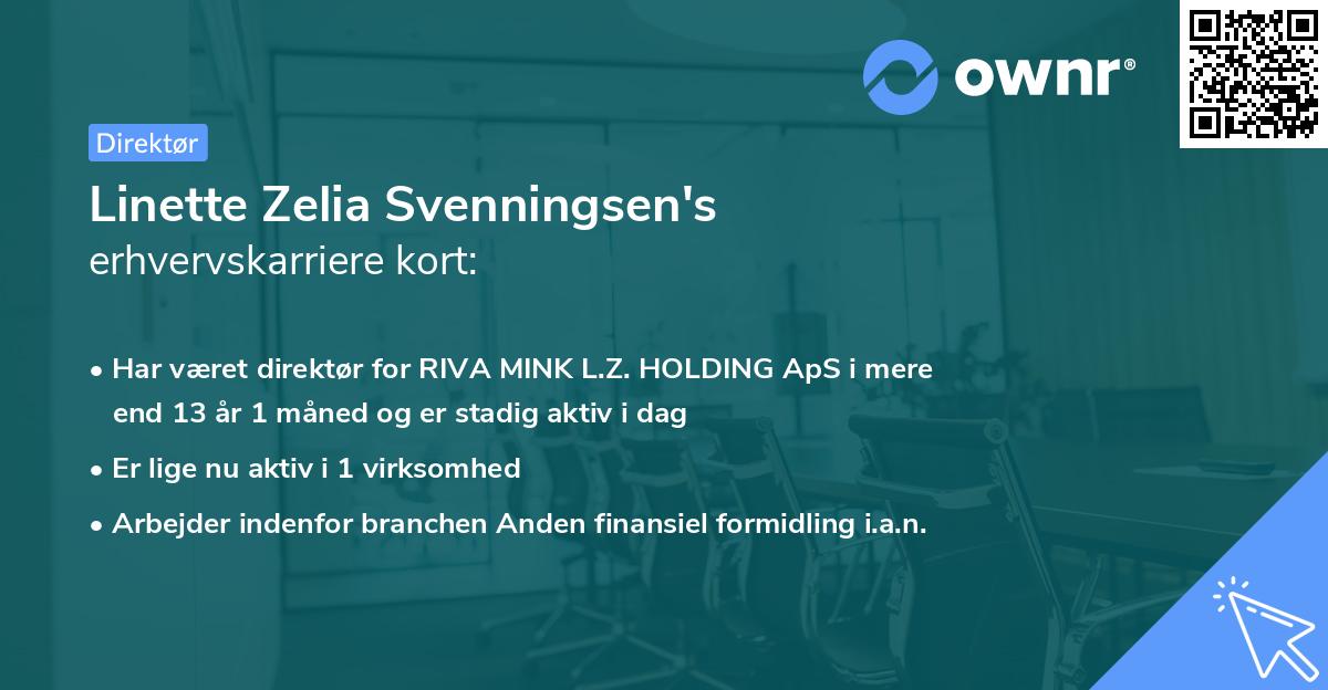 Linette Zelia Svenningsen's erhvervskarriere kort
