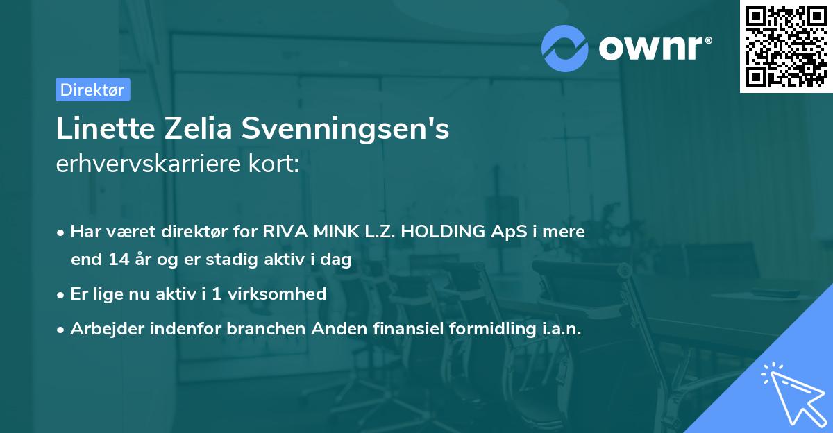 Linette Zelia Svenningsen's erhvervskarriere kort