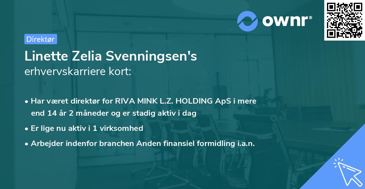 Linette Zelia Svenningsen's erhvervskarriere kort