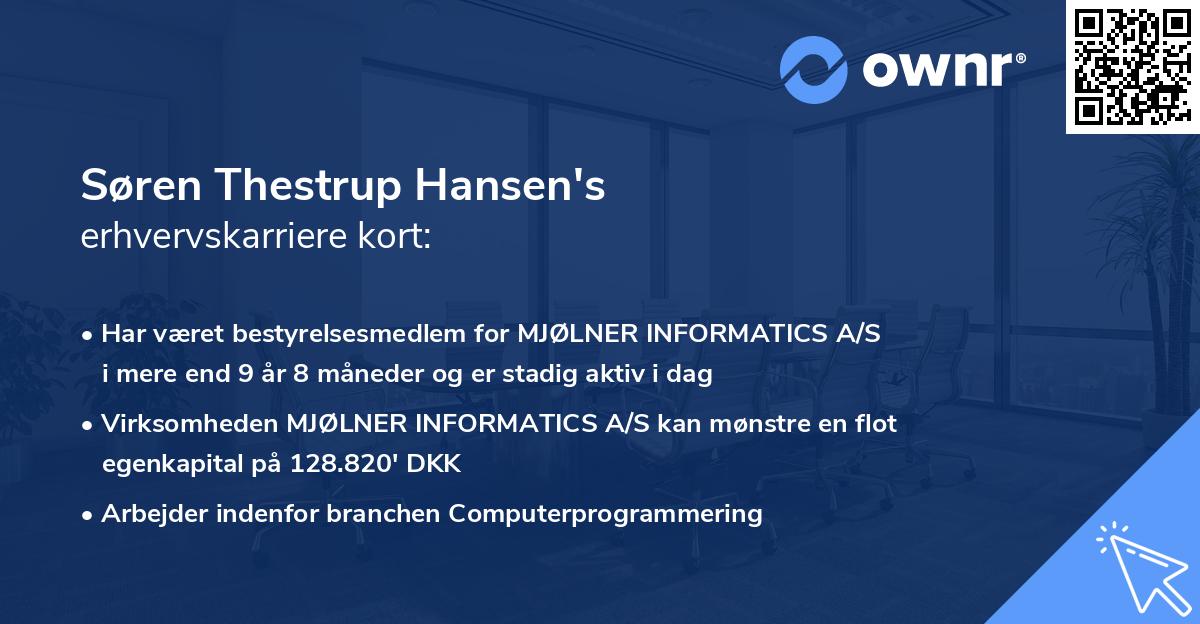Søren Thestrup Hansen's erhvervskarriere kort