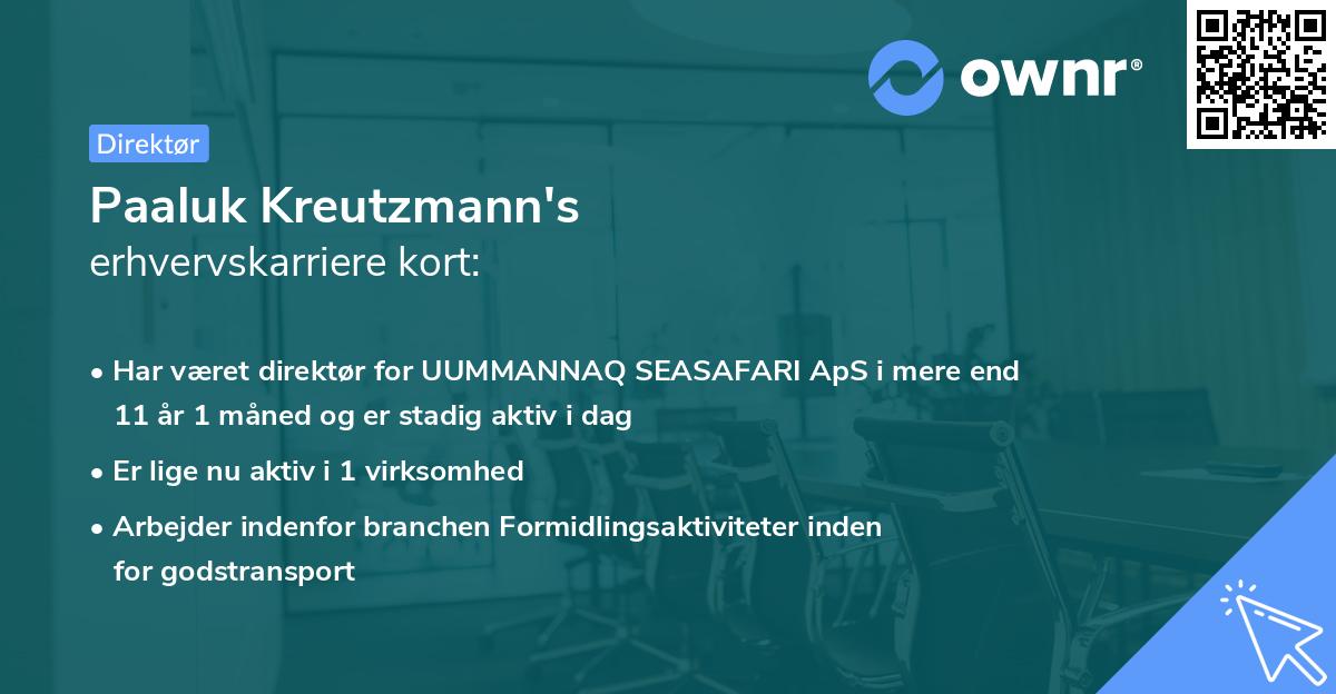 Paaluk Kreutzmann's erhvervskarriere kort