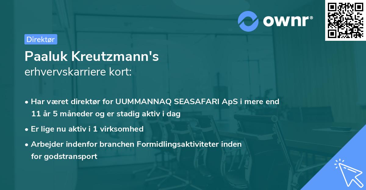 Paaluk Kreutzmann's erhvervskarriere kort