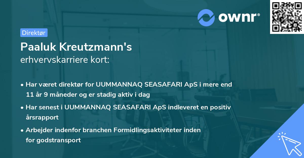 Paaluk Kreutzmann's erhvervskarriere kort