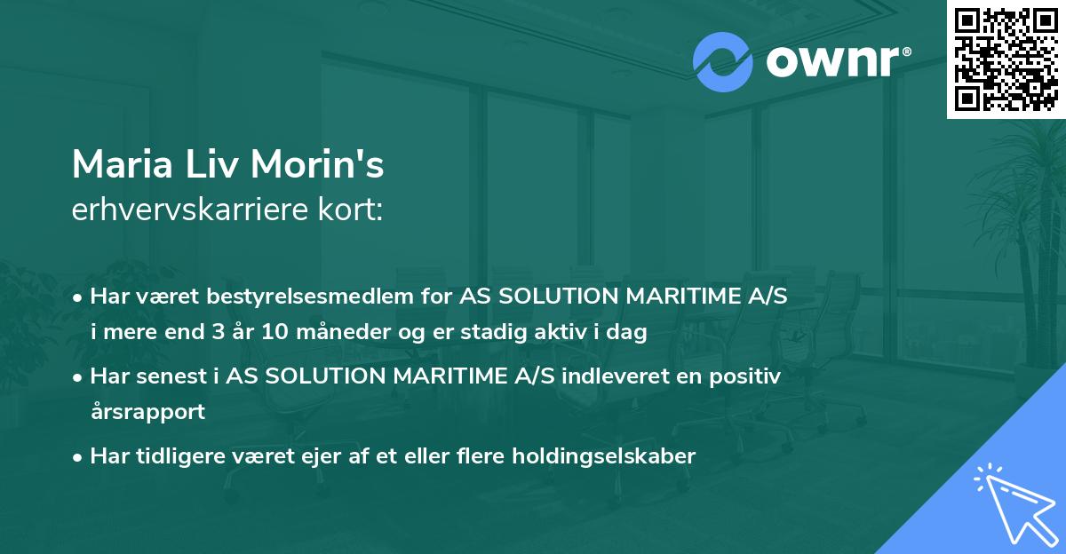 Maria Liv Morin's erhvervskarriere kort