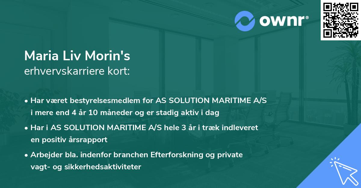 Maria Liv Morin's erhvervskarriere kort