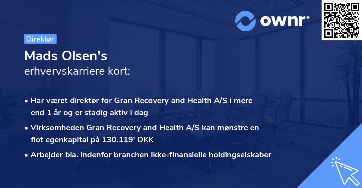 Mads Olsen's erhvervskarriere kort