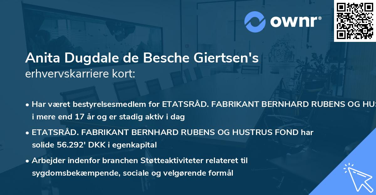 Anita Dugdale de Besche Giertsen's erhvervskarriere kort