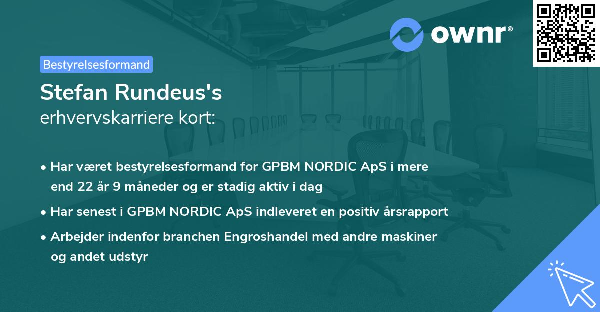 Stefan Rundeus's erhvervskarriere kort