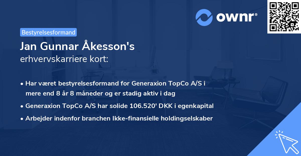 Jan Gunnar Åkesson's erhvervskarriere kort