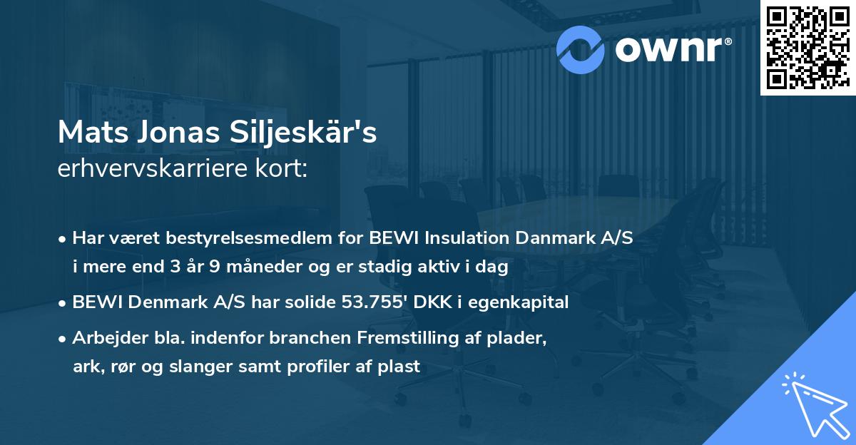 Mats Jonas Siljeskär's erhvervskarriere kort