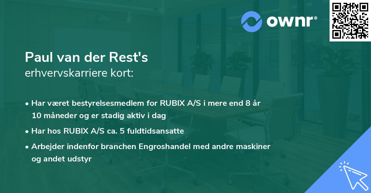 Paul van der Rest's erhvervskarriere kort